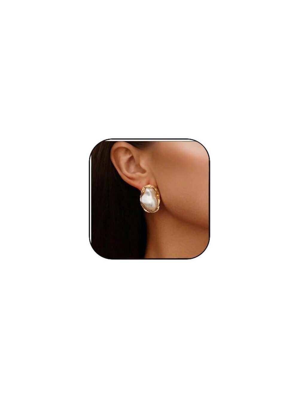🆕 Big Baroque Pearl Earrings for Women Trendy Gold Pearl Statement Earrings